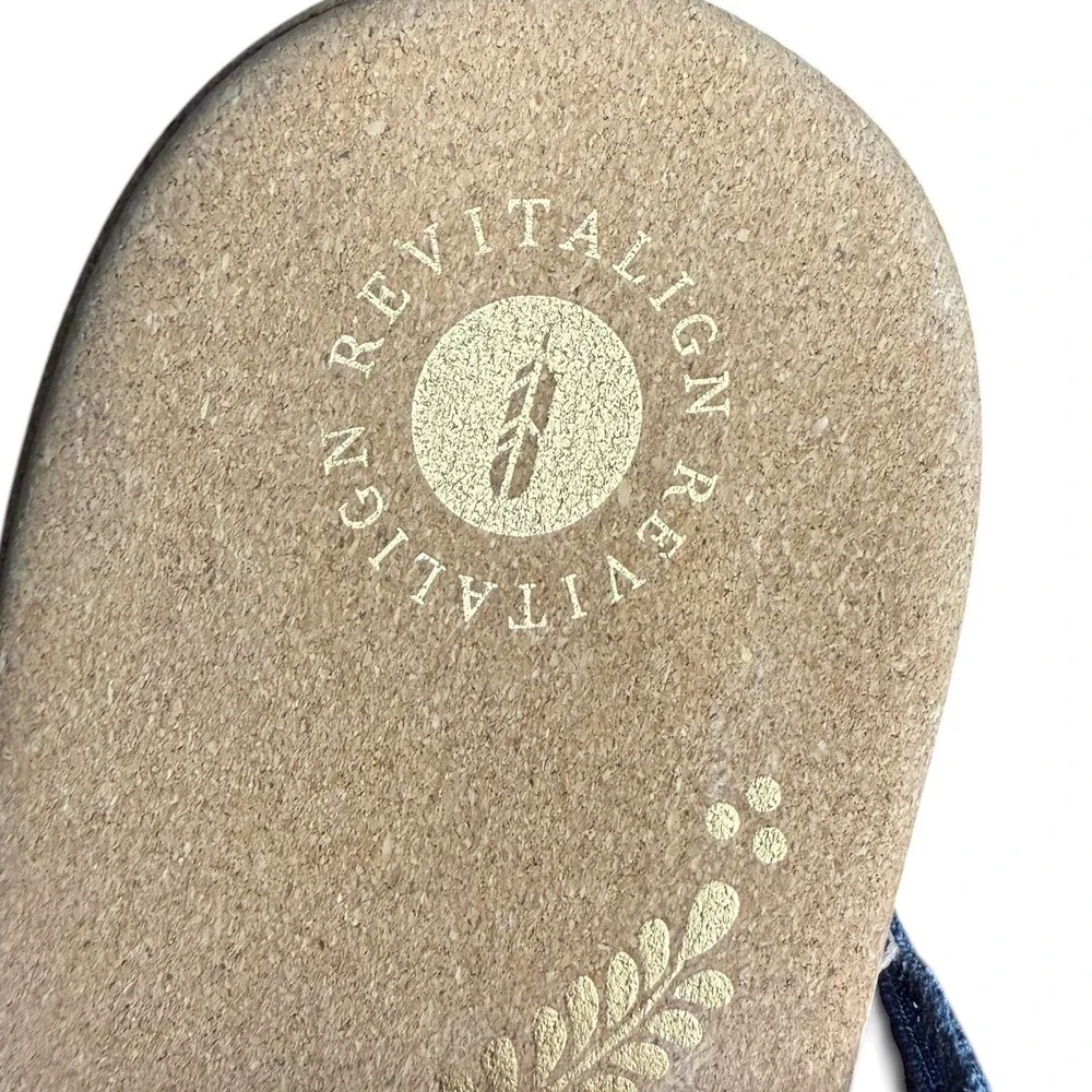 NWT Revitalign Peacoat Blue Andover Baja Sandal Leather Wedge Womens 6B‎